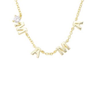 Isla & Alex Gold-Plated CZ "Mama" Necklace & Earring Set