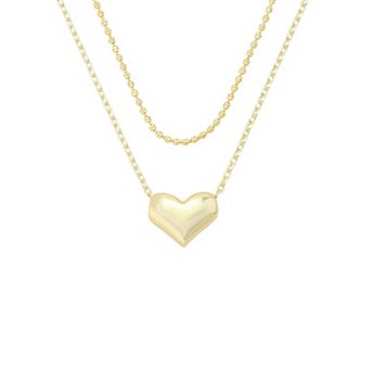 Isla & Alex 14k Gold-Plated Heart Pendant & Bead Chain Set