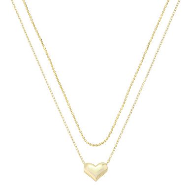 Isla & Alex 14k Gold-Plated Heart Pendant & Bead Chain Set