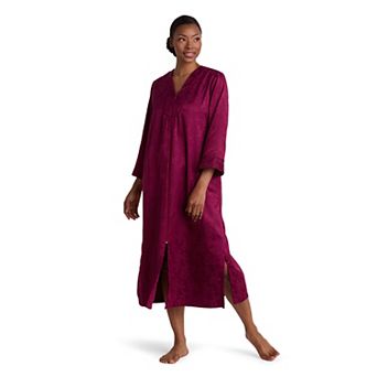 Petite Miss Elaine Essentials Brushed Back Satin Long Zip Front Robe
