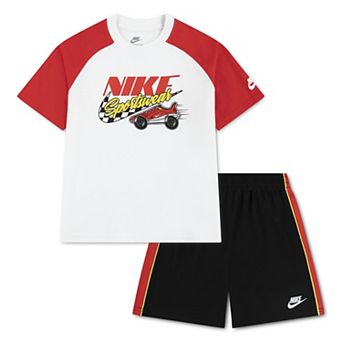 Boys 4-7 Nike Sportswear Car Raglan Short Sleeve T-Shirt & Striped Shorts 2 pc Set