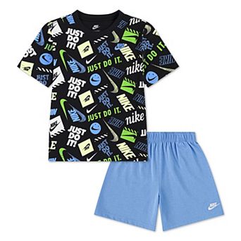 Toddler & Little Boys 2T-7 Nike "Just Do It." Printed Short Sleeve T-Shirt & Athletic Shorts 2 pc Set