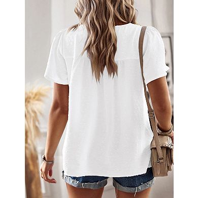 Women's Plus Size Summer Blouse Flowy Chiffon Lace Boho Top