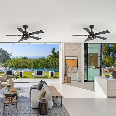 42-in 2-Pack Ceiling Fan with LED Light, 5-Blade, DC Motor, 6 Speeds, Remote Included, Downrod Mount