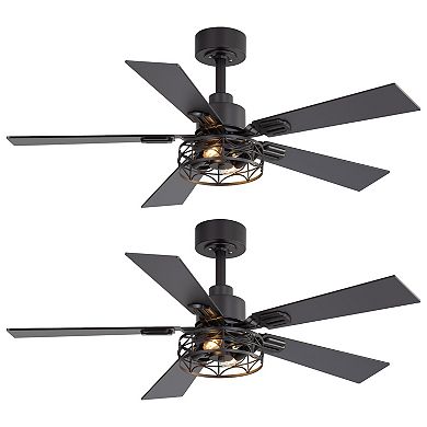 42-in 2-Pack Ceiling Fan with LED Light, 5-Blade, DC Motor, 6 Speeds, Remote Included, Downrod Mount