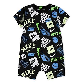 Newborn Baby Boys Nike Sportswear In The Zone "Just Do It." Printed Short Sleeve Romper