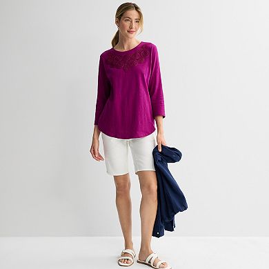 Women's Croft & Barrow® Crochet Eyelet Top