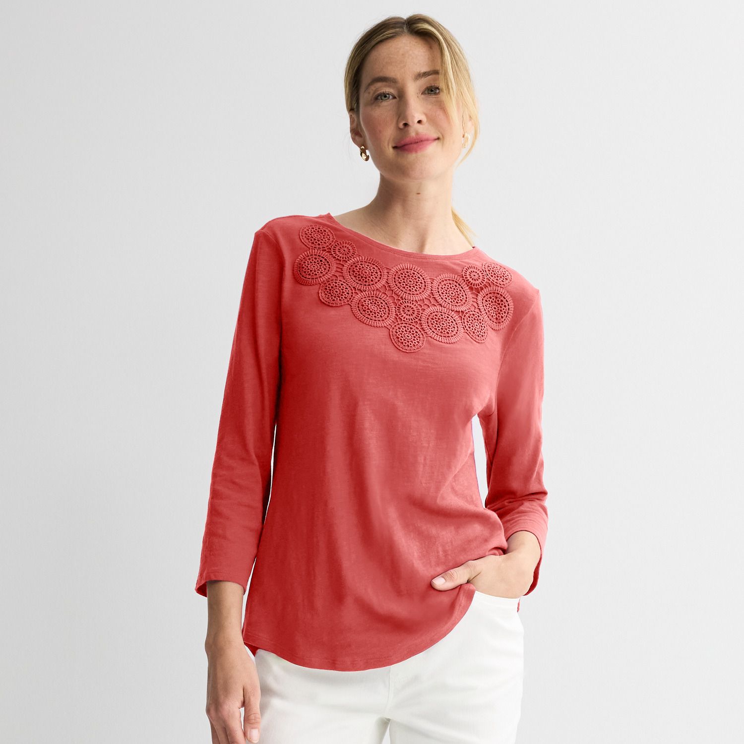 Женский топ Croft & Barrow Crochet Eyelet Top, цвет: Ржавый
