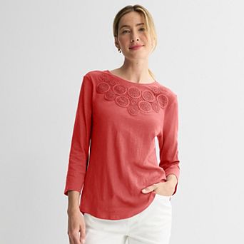 Women's Croft & Barrow® Crochet Eyelet Top