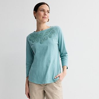 Women's Croft & Barrow® Crochet Eyelet Top
