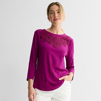 Women's Croft & Barrow® Crochet Eyelet Top