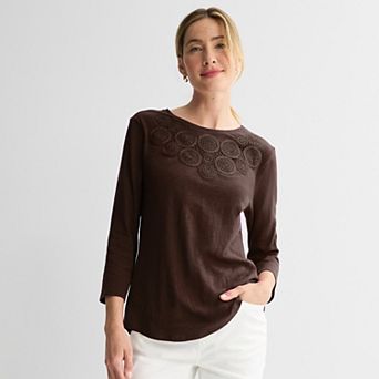 Women's Croft & Barrow® Crochet Eyelet Top