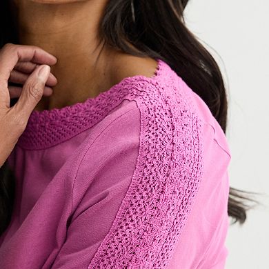 Women's Croft & Barrow Lace Bateau T-Shirt