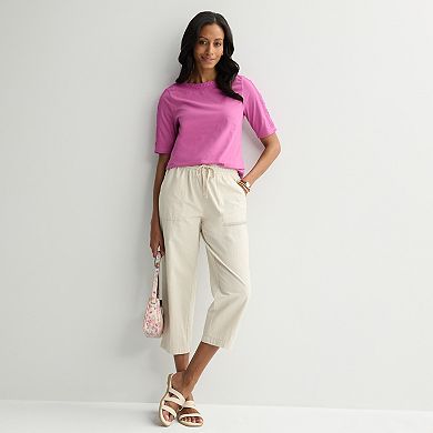 Women's Croft & Barrow Lace Bateau T-Shirt