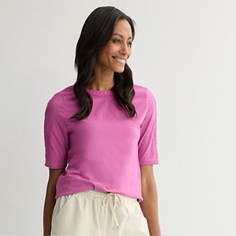 Women's Croft & Barrow® Lace Bateau T-Shirt