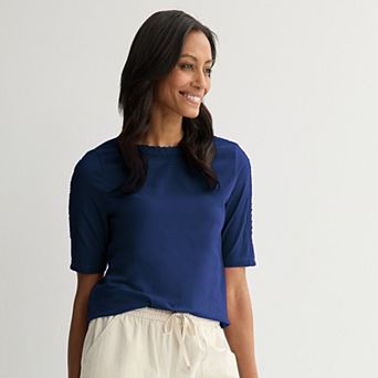 Women's Croft & Barrow® Lace Bateau T-Shirt