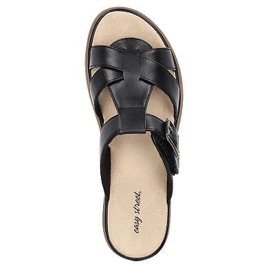 Easy Street Joby Women's Slip-On Slide Sandals with Buckle Accent