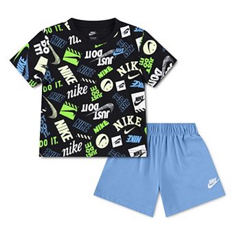 Baby & Toddler Boys Nike Printed Logo Jersey Short Sleeve T-shirt & Shorts 2 pc Set