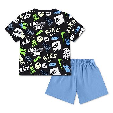 Baby & Toddler Boys Nike Printed Logo Jersey Short Sleeve T-shirt & Shorts 2-Piece Set