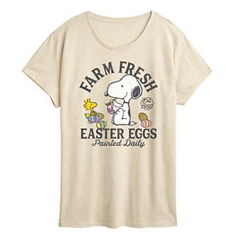 Women's Peanuts Farm Fresh Easter Eggs Painted Daily Graphic Tee