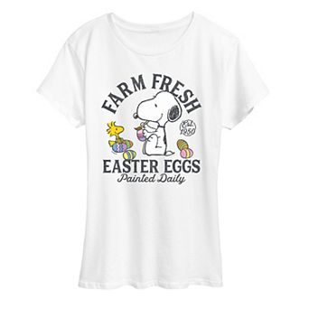 Women's Peanuts Farm Fresh Easter Eggs Painted Daily Graphic Tee