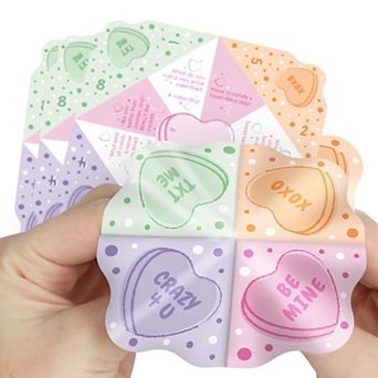Big Dot of Happiness Valentine Hearts Fortune Teller Cootie Catcher Game, Jokes for Kids - 12 ct