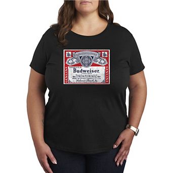Plus Size Budweiser Label Distressed Graphic Tee