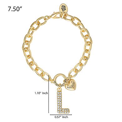 Juicy Couture Pavé Initial Charm Bracelet - 7.5'' Gold Tone Link