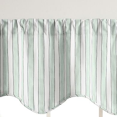 Saratoga Stripe Cotton Scallop Poly-Cotton Lined Rod Pocket Valance