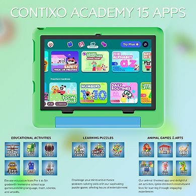 Contixo 10" A10 Educational Kids Tablet with Epic! and Lingokids 64GB with Parental Controls & Case