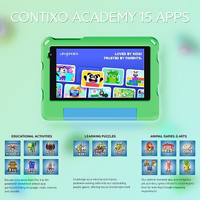 Contixo 7" A7 Educational Kids Tablet with Epic! and Lingokids 32GB with Parental Controls & Case