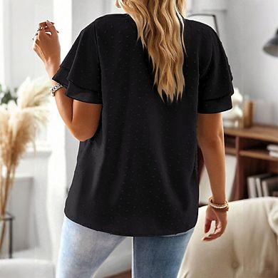 Womens Tops Butterfly Sleeve V Neck Shirts