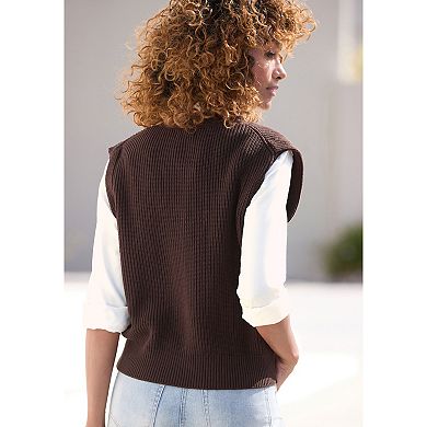 Lascana Women's Button Detail Sweater Vest