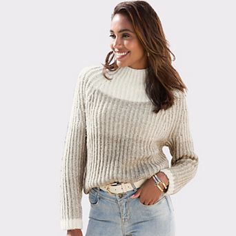 Lascana Women's Mock Neck Color Block Sweater