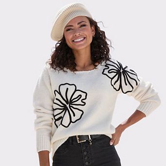 Lascana Women's Floral Applique Sweater