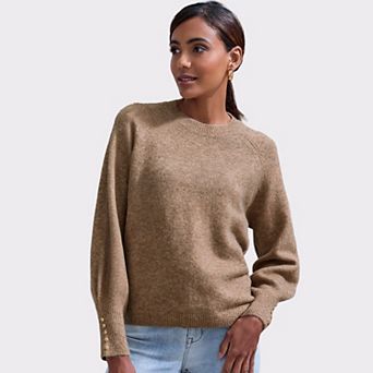 Lascana Women's Heathered Button Detail Sweater