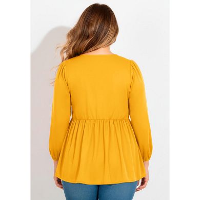 Avenue Women's Plus Size Openwork Trim Short Sleeve Top