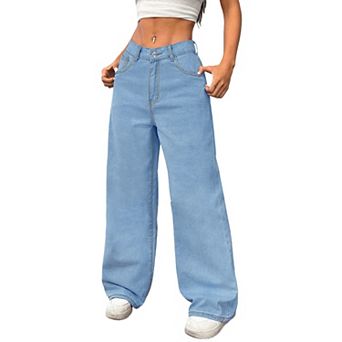 Jeans for Women Trendy High Waisted Stretchy Denim Pants Bow Baggy Trouser with Pockets