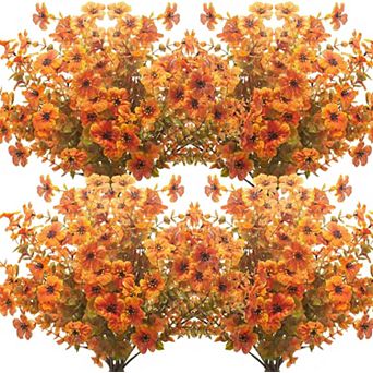 10 Bundles Artificial Fall Flowers Outdoor UV Resistant Fake Flowers Plastic