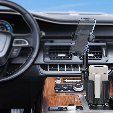 360° Rotating Car Cup & Phone Holder, Easy Install, Durable ABS & PC