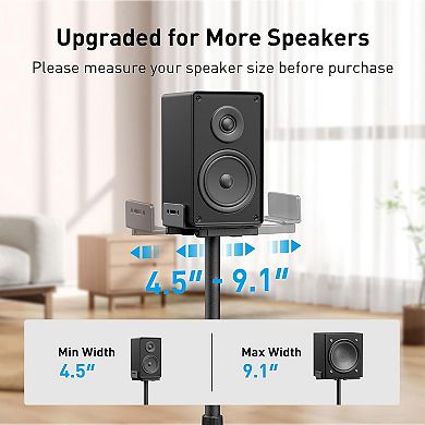 Universal Speaker Stands for Surround Sound -Height Adjustable Extend 33.3”to 45.1”