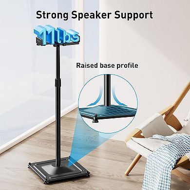 Universal Speaker Stands for Surround Sound -Height Adjustable Extend 33.3”to 45.1”