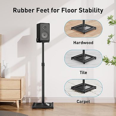 Universal Speaker Stands for Surround Sound -Height Adjustable Extend 33.3”to 45.1”