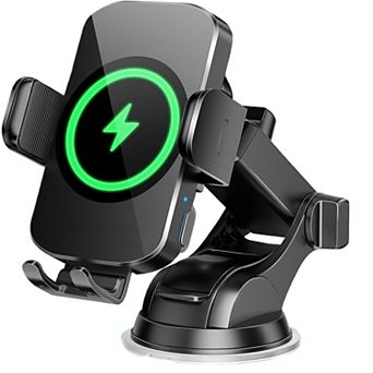 3-in-1 Car Phone Holder with Qi Fast Charger & Flexible Mount