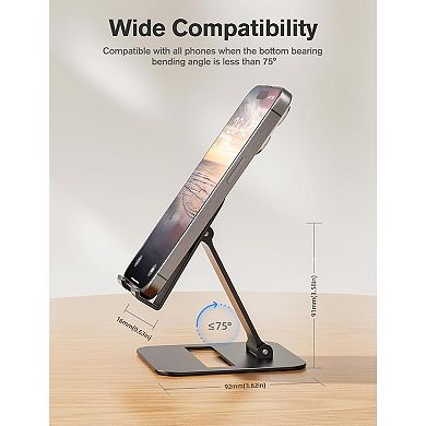 2-Pack Folding Phone Stand, Adjustable Viewing, Portable, Charging Slot