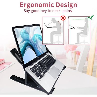 Adjustable Laptop Holder Riser Computer Stand for Desk and Notebook with Phone Stand