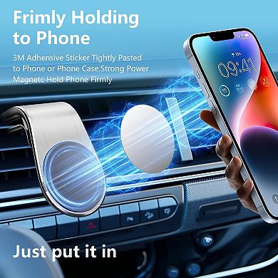 2Pc Black and Sliver Universal Phone Holder Clip Car Air Magnetic Mount Bracket