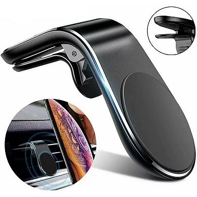 2Pc Black and Sliver Universal Phone Holder Clip Car Air Magnetic Mount Bracket