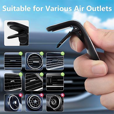 2Pc Black and Sliver Universal Phone Holder Clip Car Air Magnetic Mount Bracket