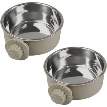 2 pc Pets Lightweight Stainless Steel Bowl,Removable Stainless Steel Pet Hanging Feeder Bowl